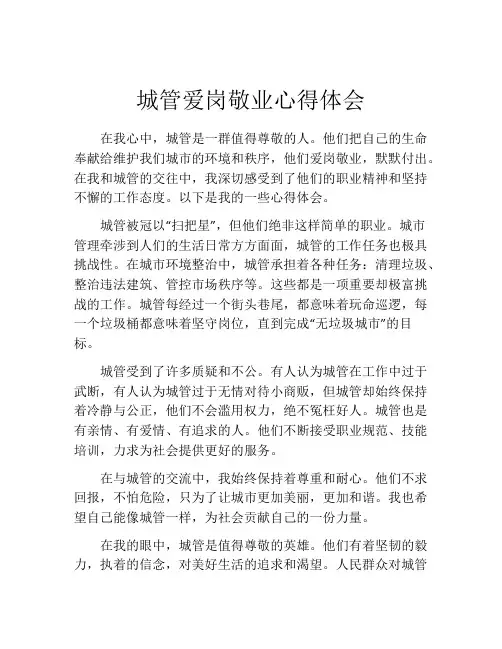 城管爱岗敬业心得体会