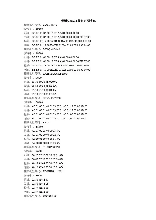 投影机232码