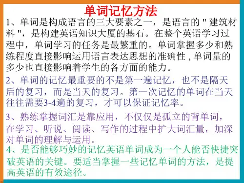 单词记忆法讲座外语学习方法-初中英语学习方法指导(PPT18张)