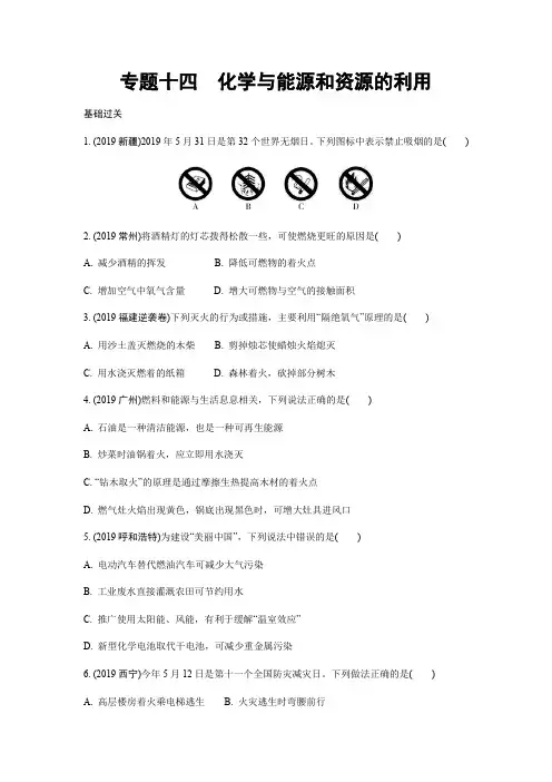 中考化学一轮复习训练专题十四化学与能源和资源的利用