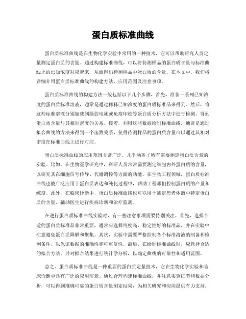 蛋白质标准曲线