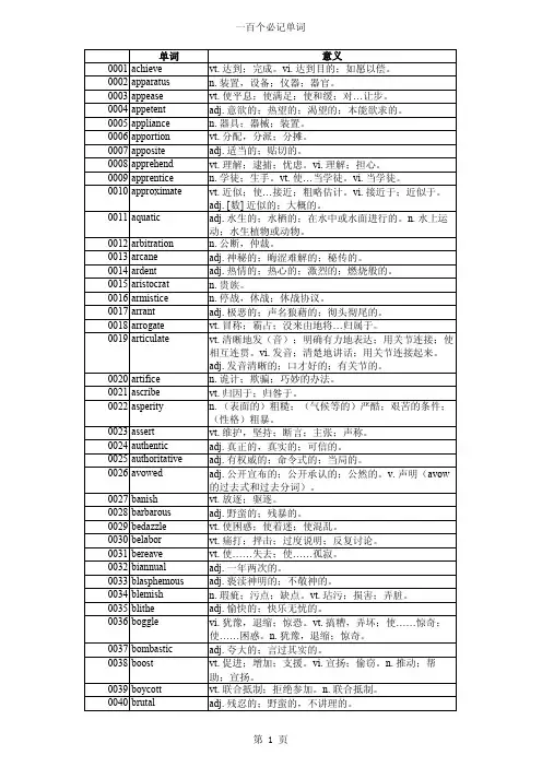 CATTI二级综合100个单词