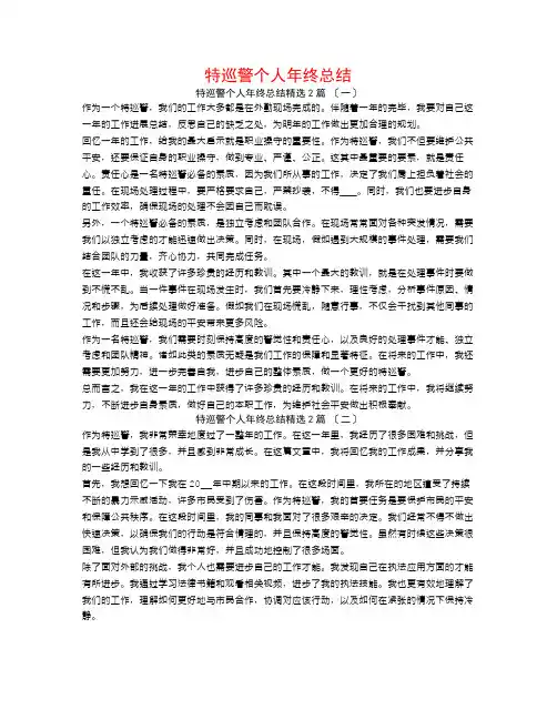特巡警个人年终总结2篇