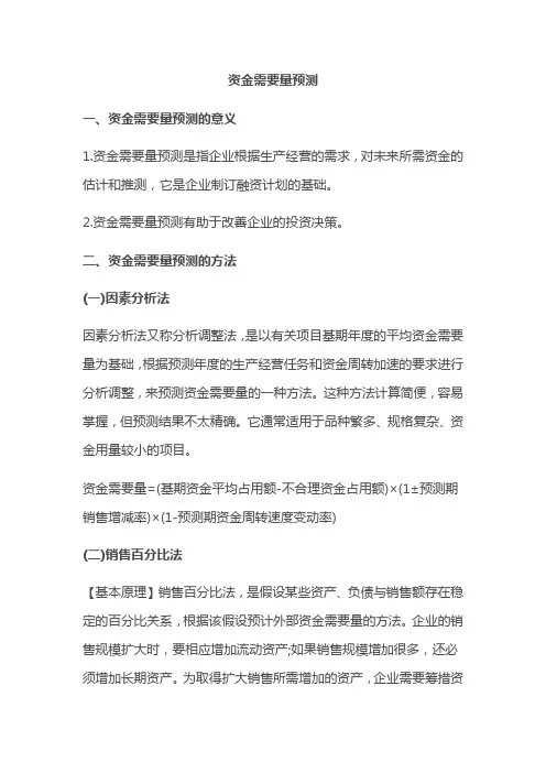 资金需要量预测、资金习性预测法