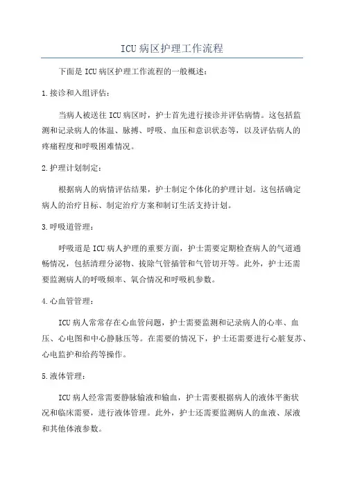 ICU病区护理工作流程