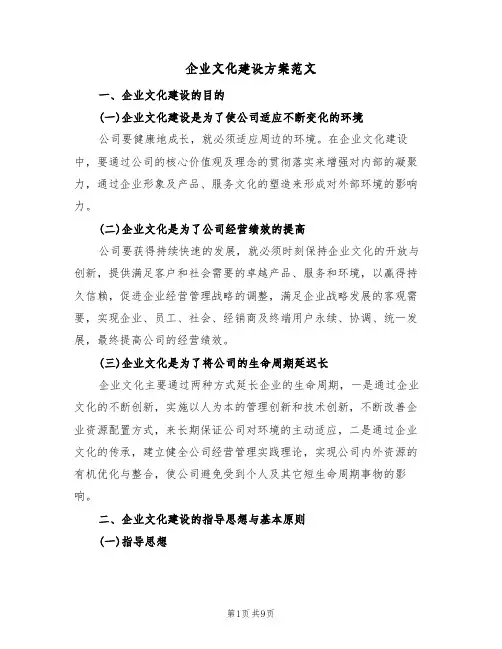 企业文化建设方案范文(二篇)