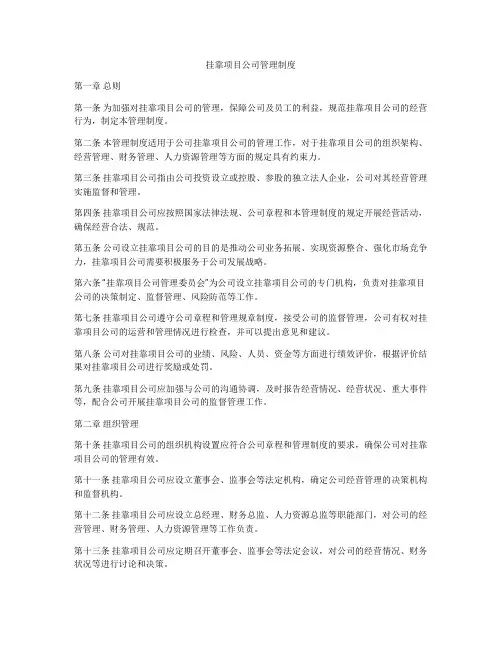 挂靠项目公司管理制度