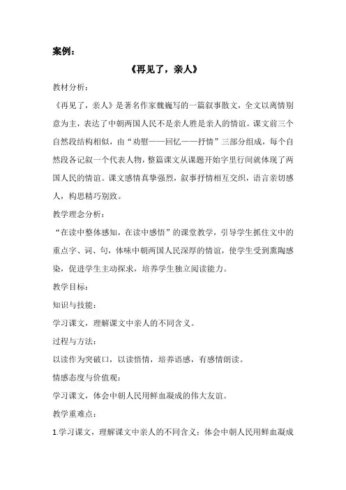 《再见了,亲人》教案