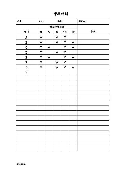 内部审核计划表格实例