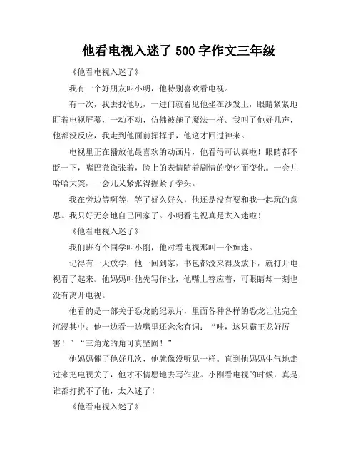 他看电视入迷了500字作文三年级