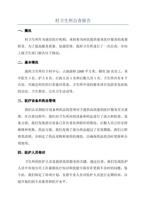 村卫生所自查报告