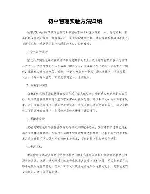 初中物理实验方法归纳