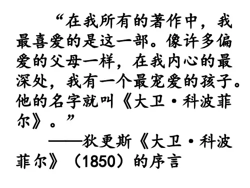 8 《大卫科波菲尔》 狄更斯 课件—2021-2022学年部编版(2019)高中语文选择性必修上册