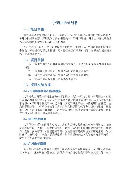 产后中心计划书