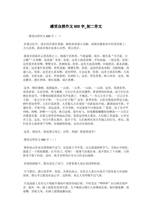 感受自然作文600字_初二作文.doc