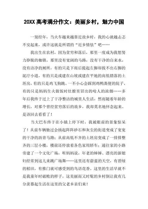 20XX高考满分作文：美丽乡村,魅力中国