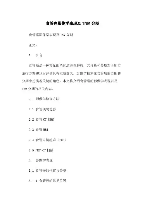 食管癌影像学表现及TNM分期