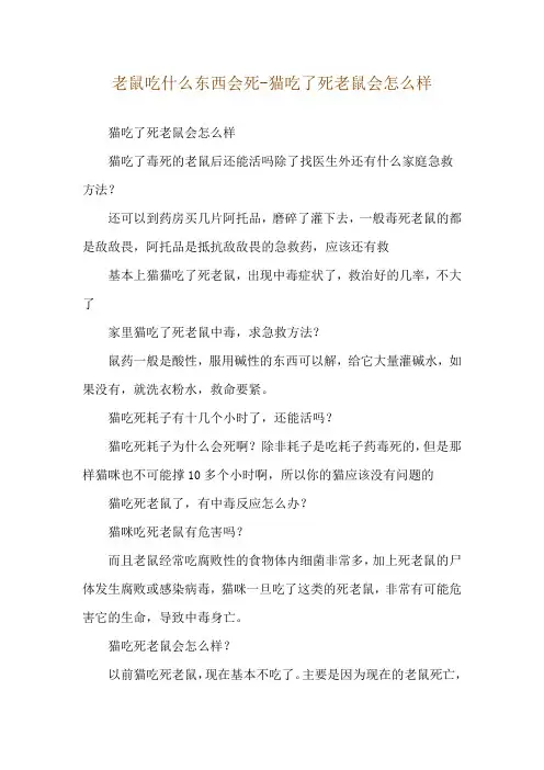 老鼠吃什么东西会死-猫吃了死老鼠会怎么样