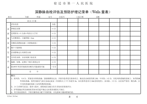 (89)深静脉血栓评估及预防护理记录单(20150901)
