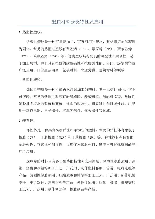 塑胶材料分类特性及应用