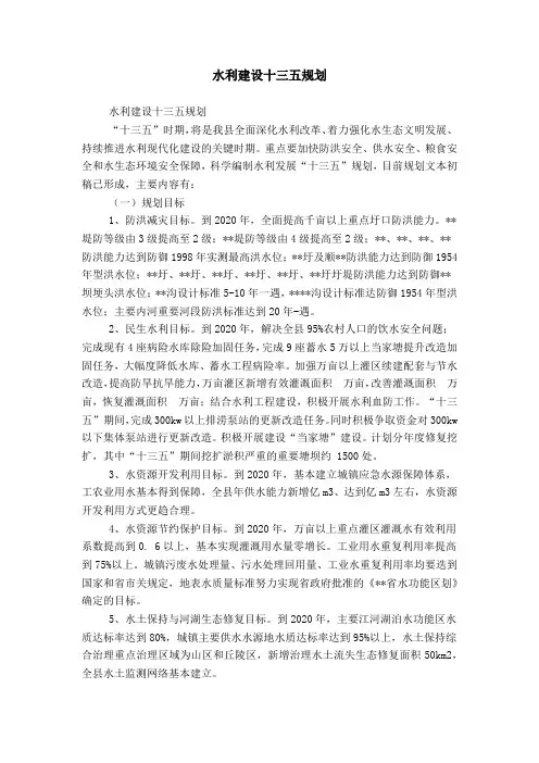 水利建设十三五规划word精品模板
