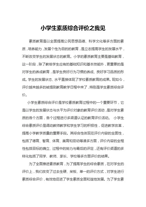 小学生素质综合评价之我见