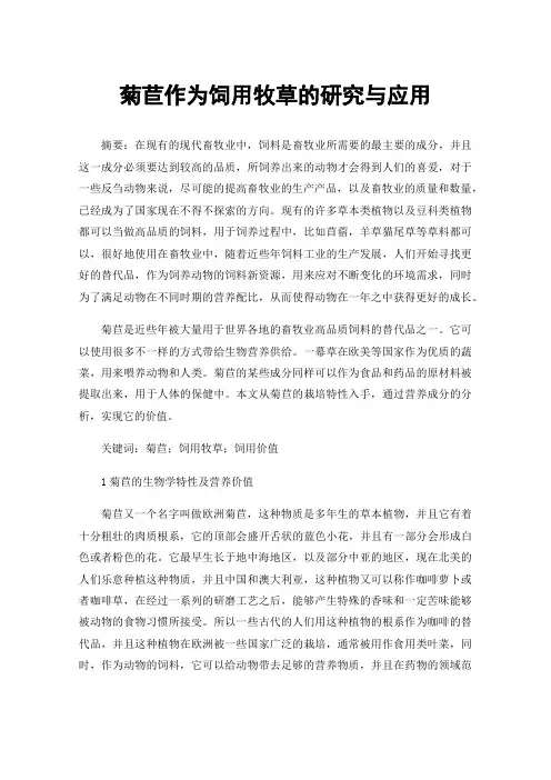 菊苣作为饲用牧草的研究与应用