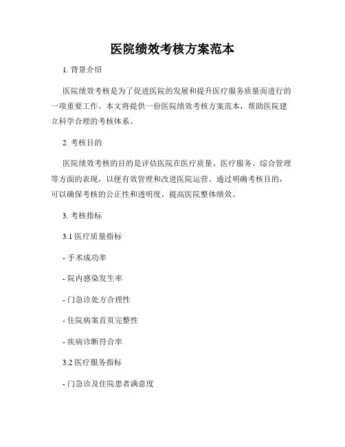 医院绩效考核方案范本