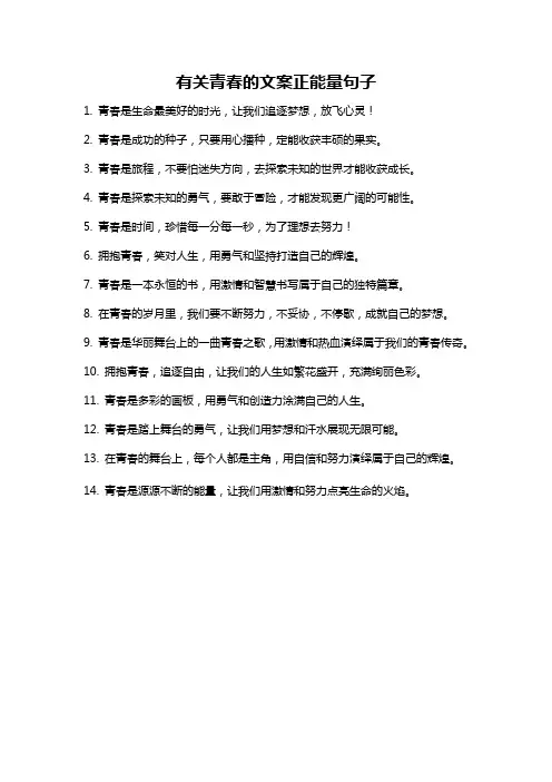 有关青春的文案正能量句子