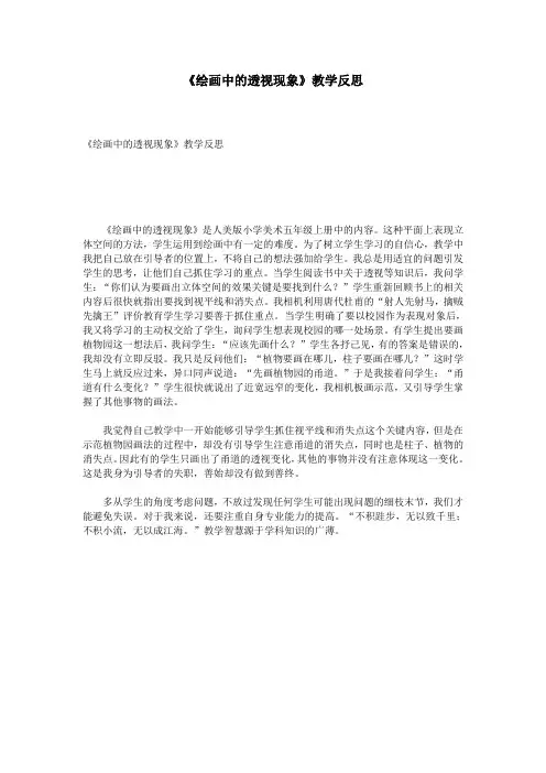 《绘画中的透视现象》教学反思