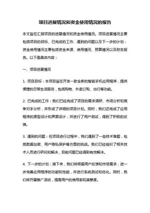 项目进展情况和资金使用情况的报告