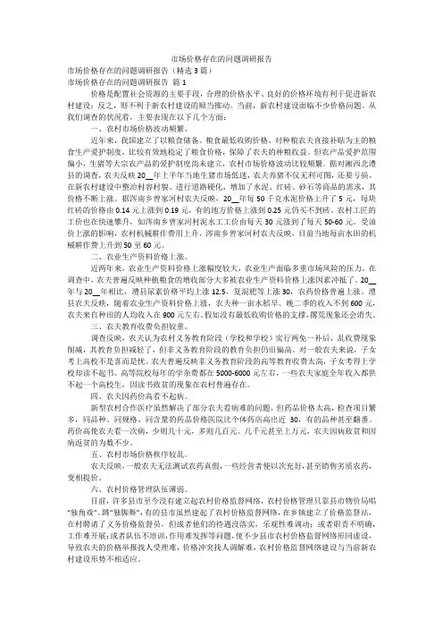 市场价格存在的问题调研报告