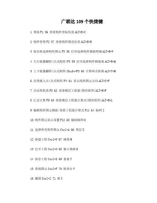广联达图形算量快捷键