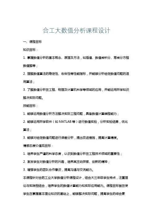 合工大数值分析课程设计
