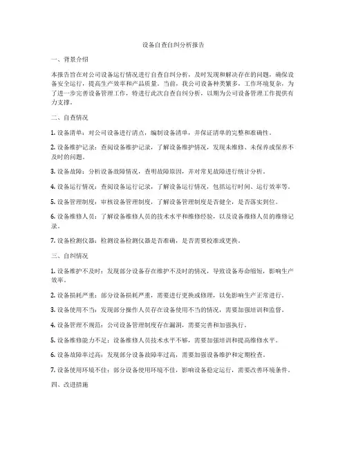 设备自查自纠分析报告