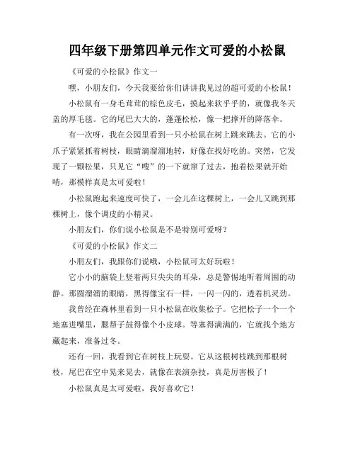 四年级下册第四单元作文可爱的小松鼠