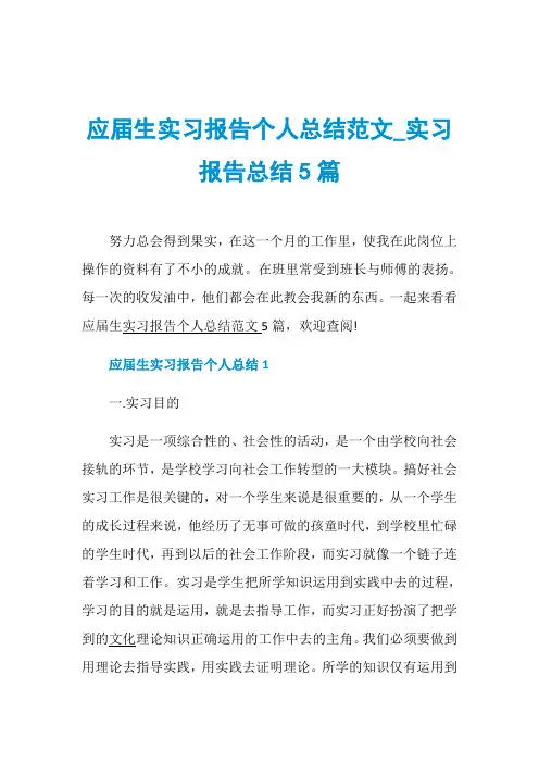 应届生实习报告个人总结范文_实习报告总结5篇