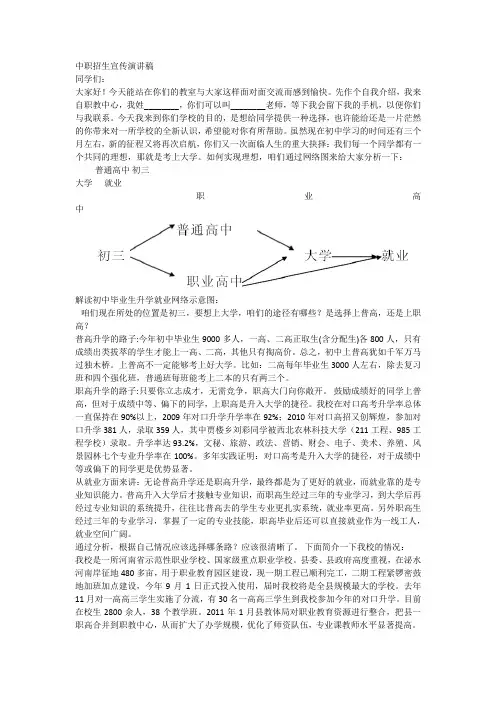 中职招生宣传演讲稿