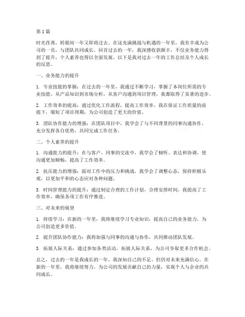 企业年度总结个人成长(3篇)