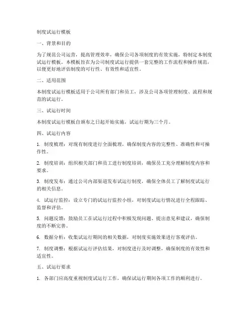 制度试运行模板