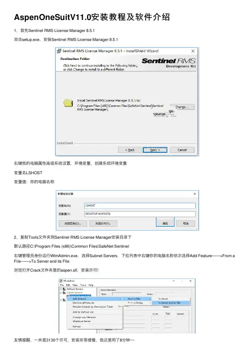 AspenOneSuitV11.0安装教程及软件介绍