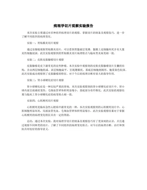 病理学切片观察实验报告