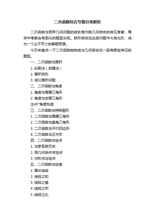 二次函数综合专题分类解析