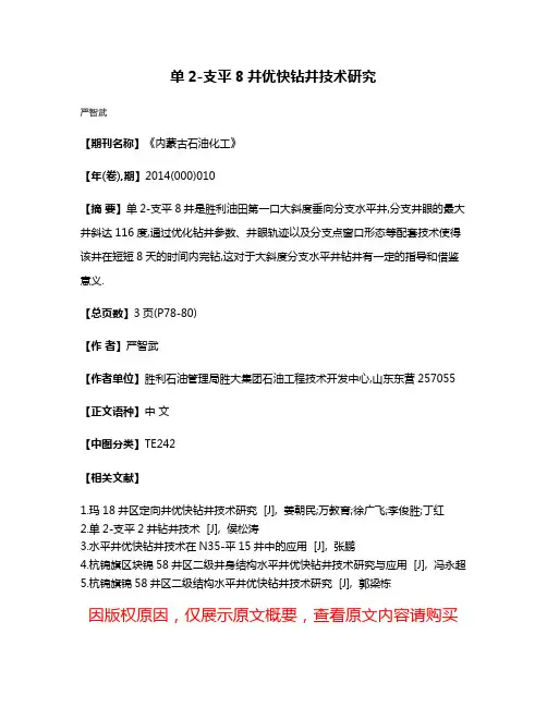 单2-支平8井优快钻井技术研究