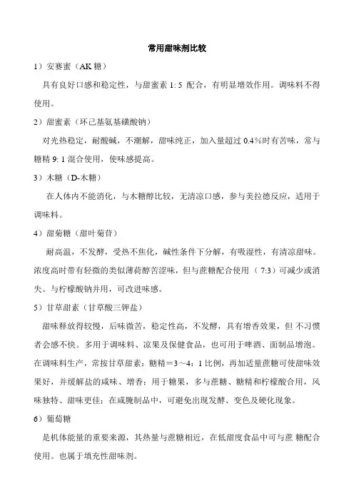 常用甜味剂种类介绍