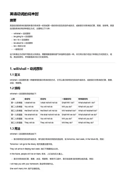英语动词的将来时