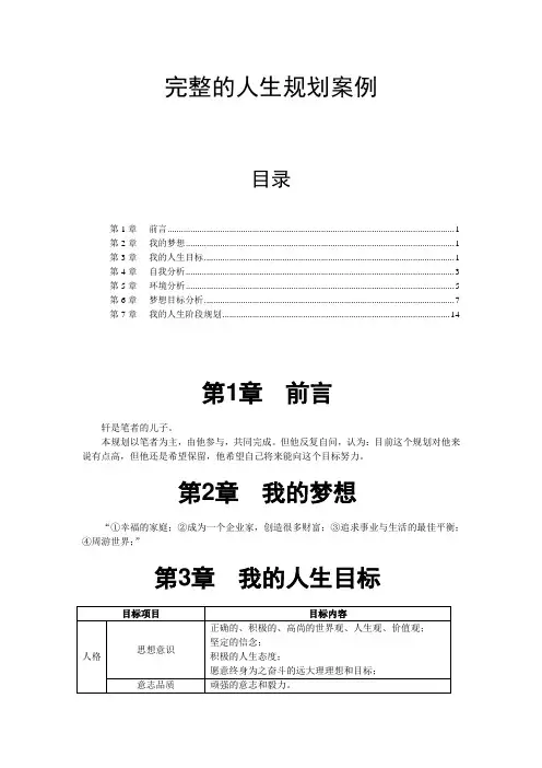 完整的人生规划案例