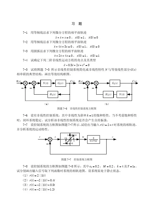 7-1用等倾线法求下列微分方程的相平面轨迹