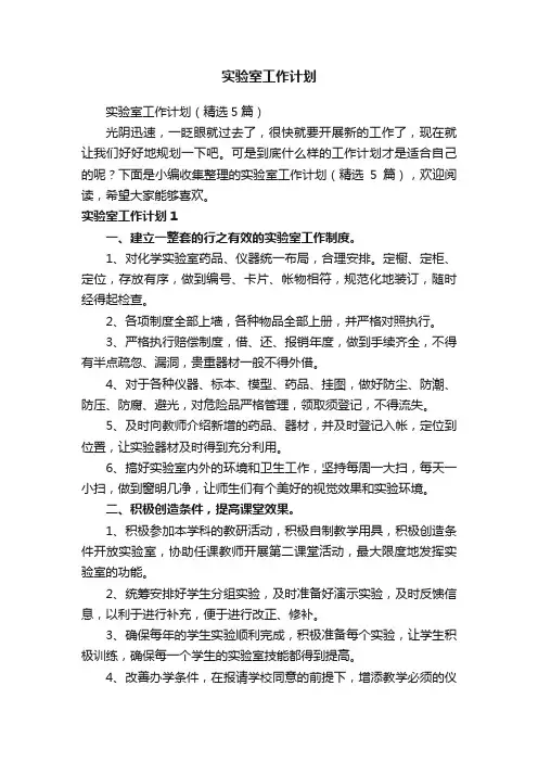 实验室工作计划
