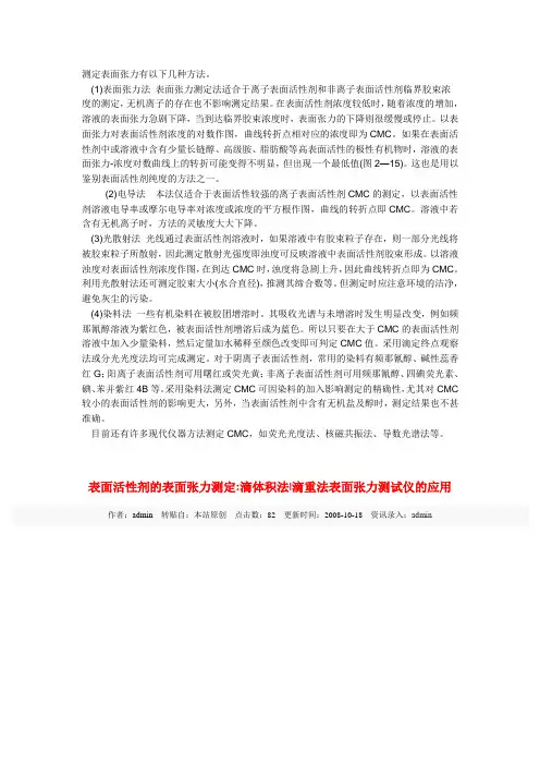 表面张力测定方法